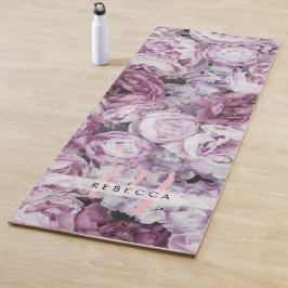 Hübsch Pink Roses Floral Monogramm Yogamatte