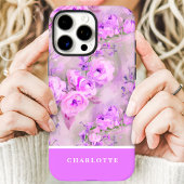 Hübsch Pink Roses Individuelle Name Floral Case-Mate iPhone Hülle