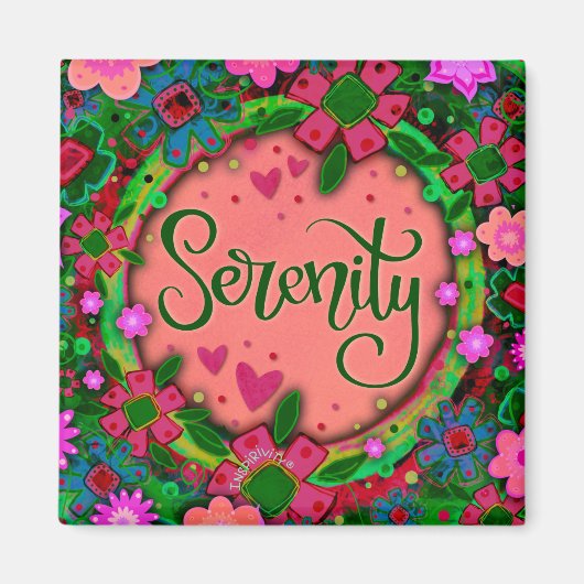 Hübsch Pink Serenity Fun Floral Modern Inspirivity Magnet (Vorne)