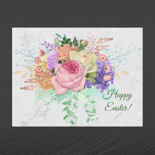 Hübsch Pink Spring Floral Bouquet Ostern Feiertagspostkarte