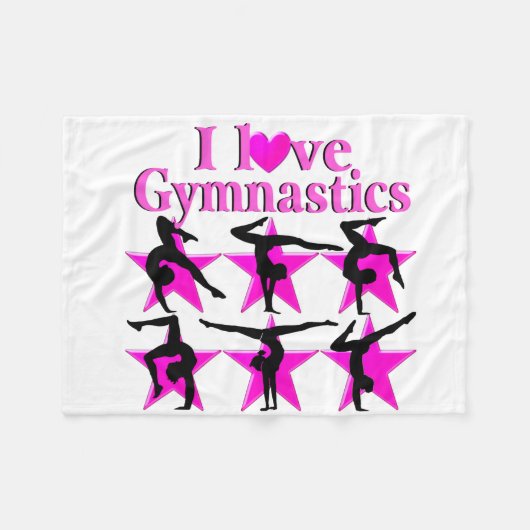 HÜBSCH PINK STAR GYMNAST FLEECEDECKE (Vorderseite (Horizontal))