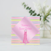 HÜBSCH PINK STRIPE 16 . GEBURTSTAG PARTY EINLADUNG (Stehend Vorderseite)