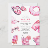 Hübsch Pink Summer Girls Geburtstag Einladung (Vorderseite)
