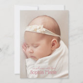 Hübsch Pink Sweet Baby Foto Geburtshinweise (Vorderseite)