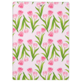 Hübsch Pink Tulip Floral Blume Blätter Monogramm Klemmbrett (Rückseite)