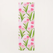 Hübsch Pink Tulip Floral Blume Blätter Monogramm Yogamatte (Rückseite)