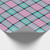 Hübsch Pink Türkis Tartan Schottisch Kariert Geschenkpapier (Ecke)