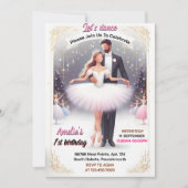 Hübsch Pink Tutu Chic Girls Ballerina 1. Geburtsta Einladung (Vorderseite)