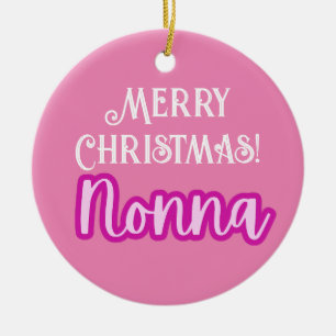 Hübsch Pink Typografie Frohe Weihnachtsnacht Keramik Ornament