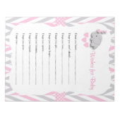 Hübsch Pink und Grau Elefant Baby wünscht 2 Notizblock (Vorderseite)