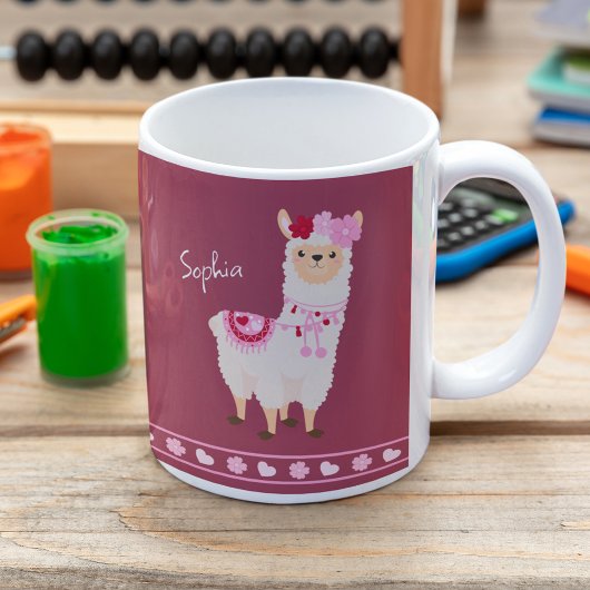 Hübsch Pink Valentine's Day Llama Little Girl Tass Kaffeetasse