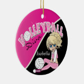 Hübsch Pink Volleyball Diva Girl Player Keramikornament (Rechts)