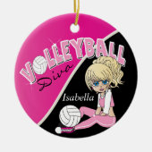 Hübsch Pink Volleyball Diva Girl Player Keramikornament (Vorne)