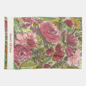 Hübsch Pink Wasserfarbe Floral Nana Küche  Geschirrtuch (Horizontal)