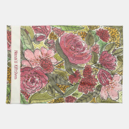 Hübsch Pink Wasserfarbe Floral Nana Küche  Geschirrtuch