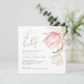 Hübsch Pink Wasserfarbe Tulip Kinderdusche Einladung (Stehend Vorderseite)