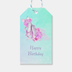 Hübsch Pink Watercolor Ballet Shoes Happy Birthda Geschenkanhänger