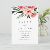 Hübsch Pink Watercolor Blumenhochzeit Einladung (Stehend Vorderseite)
