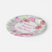 Hübsch Pink Watercolor Blumenspülung Dusche Pappteller (Schrägansicht)