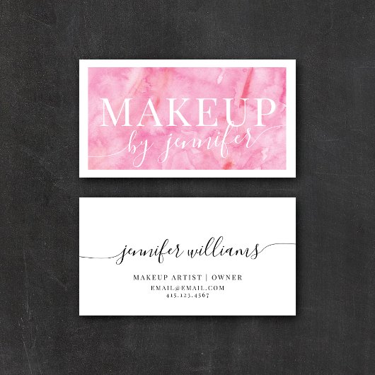 Hübsch Pink Watercolor Moderne Typografie + Script Visitenkarte