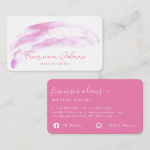 Hübsch Pink Watercolor Pinselstrichskript Visitenkarte