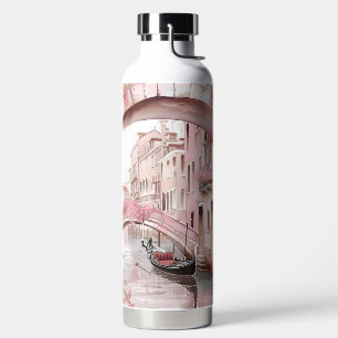 HÜBSCH PINK WATERCOLOR VENEDIG KANAL MIT BLUME TRINKFLASCHE