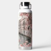 HÜBSCH PINK WATERCOLOR VENEDIG KANAL MIT BLUME TRINKFLASCHE (Rückseite)