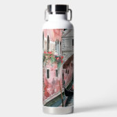 HÜBSCH PINK WATERCOLOR VENEDIG KANAL MIT BLUME TRINKFLASCHE (Vorderseite)