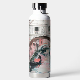 HÜBSCH PINK WATERCOLOR VENEDIG KANAL MIT BLUME TRINKFLASCHE