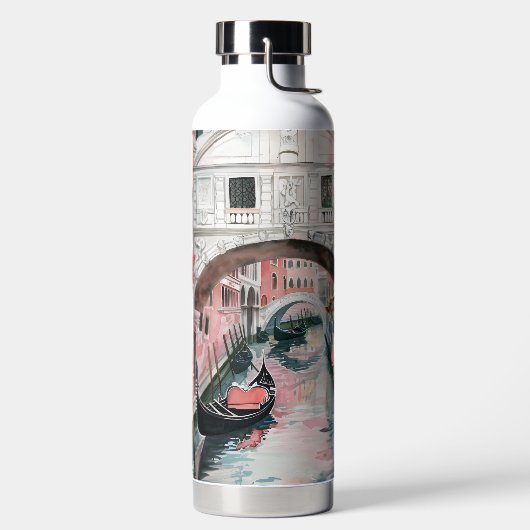 HÜBSCH PINK WATERCOLOR VENEDIG KANAL MIT BLUME TRINKFLASCHE (links)