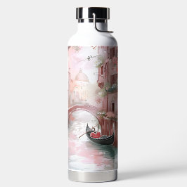 HÜBSCH PINK WATERCOLOR VENICE ITALIEN KANAL TRINKFLASCHE