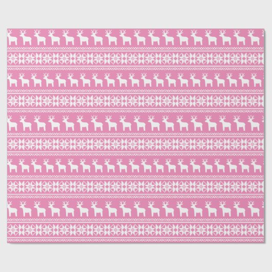 Hübsch Pink Weihnachten Hirsch Schneeflocke Muster Geschenkpapier (Flach)