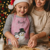 Hübsch Pink Weihnachten Schneemann Personalisiert Schürze