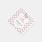 Hübsch-pink, weiß und grau Elephant Babydusche 2 Serviette (Ecke)