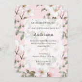 Hübsch Pink Weiße Blume Geburtstag Einladung (Vorne/Hinten)