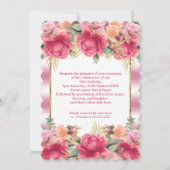 Hübsch Pink White Birthday Party Blumenkohl Blume Einladung (Rückseite)