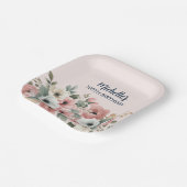 Hübsch Pink White Floral 100. Geburtstag Pappteller (Gewinkelt)