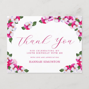 Hübsch Pink White Floral 100. Geburtstag Vielen Da Postkarte