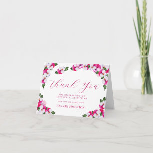 Hübsch Pink White Floral 40. Geburtstag Dankeskarte