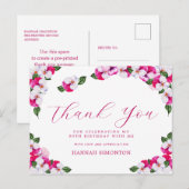Hübsch Pink White Floral 80. Geburtstag Vielen Dan Postkarte (Vorne/Hinten)
