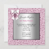 Hübsch Pink White Girl Babydusche Einladung (Rückseite)