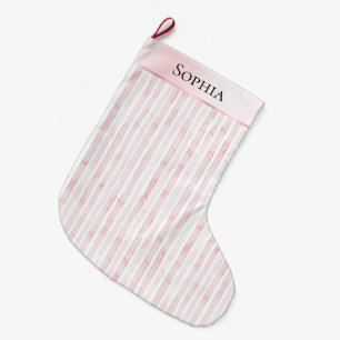 Hübsch Pink White Strips Weihnachten Großer Weihnachtsstrumpf