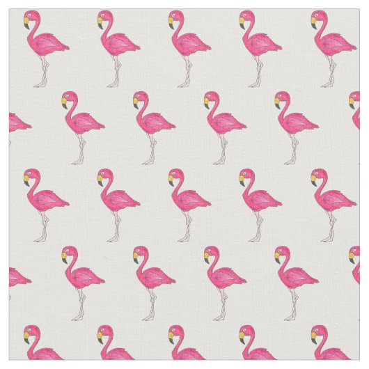 Hübsch Pink White Tropical Island Bird Flamingos Stoff (Nahaufnahme)