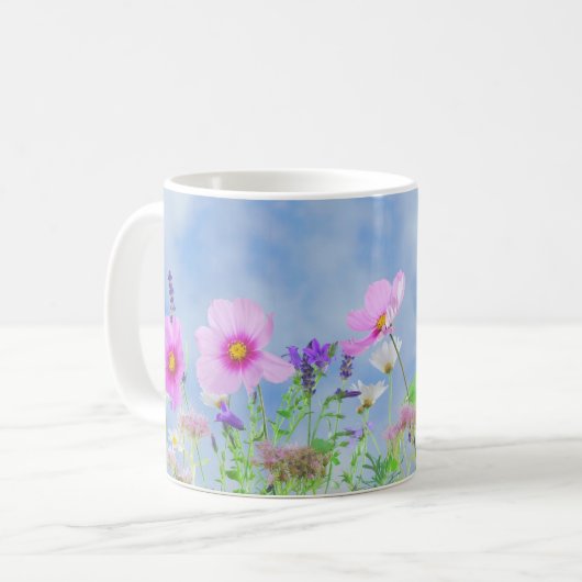 Hübsch Pink Wild Blume Wiese Kaffeetasse (Vorderseite Links)