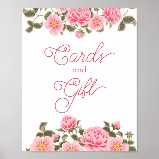 HÜBSCH PINK WILD ROSE Brautparty CARDS & GIFT Poster (Vorne)