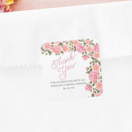 HÜBSCH PINK WILD ROSE BRAUTPARTY DANKE QUADRATISCHER AUFKLEBER