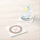 HÜBSCH PINK WILD ROSE BRAUTPARTY NAME DATUM RECHTECKIGER PAPPUNTERSETZER (Vor Ort)