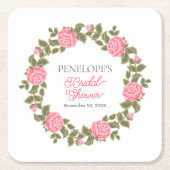 HÜBSCH PINK WILD ROSE BRAUTPARTY NAME DATUM RECHTECKIGER PAPPUNTERSETZER (Vorderseite)