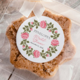 HÜBSCH PINK WILD ROSE BRAUTPARTY NAME DATUM RUNDER AUFKLEBER