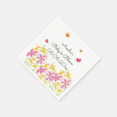 Hübsch Pink Wildblume Baby in Bloom Personalisiert Serviette (Ecke)